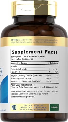 Carlyle Triple Action Fiber Complex | 180 Kapseln | Vegetarisch, Nicht-GVO und Glutenfrei