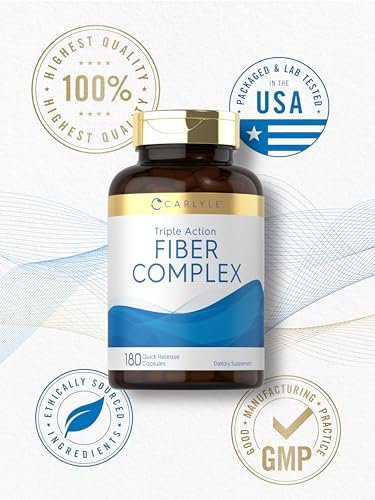 Carlyle Triple Action Fiber Complex | 180 Kapseln | Vegetarisch, Nicht-GVO und Glutenfrei