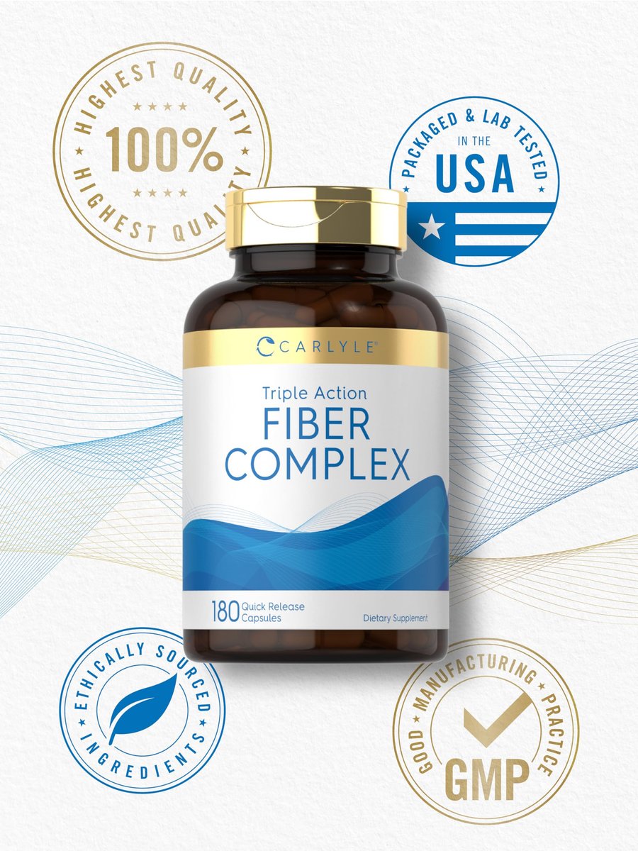 Carlyle Triple Action Fiber Complex | 180 Kapseln | Vegetarisch, Nicht-GVO und Glutenfrei