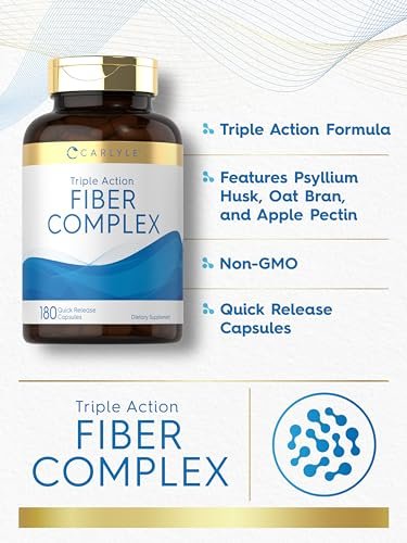 Carlyle Triple Action Fiber Complex | 180 Kapseln | Vegetarisch, Nicht-GVO und Glutenfrei