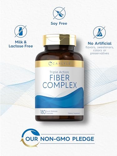 Carlyle Triple Action Fiber Complex | 180 Kapseln | Vegetarisch, Nicht-GVO und Glutenfrei