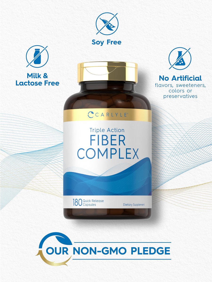 Carlyle Triple Action Fiber Complex | 180 Kapseln | Vegetarisch, Nicht-GVO und Glutenfrei