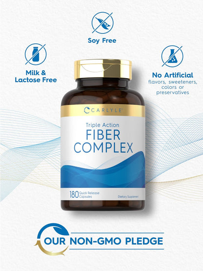 Carlyle Triple Action Fiber Complex | 180 Kapseln | Vegetarisch, Nicht-GVO und Glutenfrei