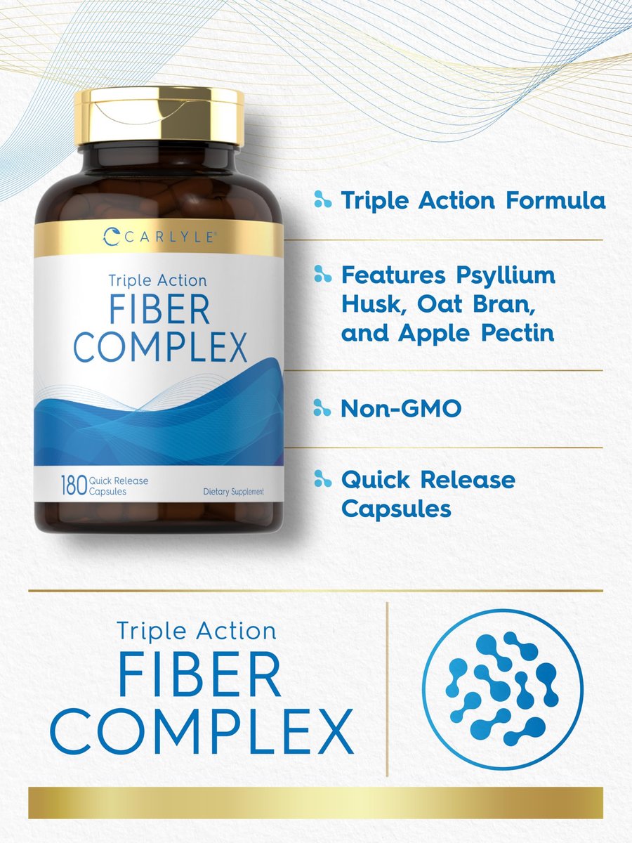 Carlyle Triple Action Fiber Complex | 180 Kapseln | Vegetarisch, Nicht-GVO und Glutenfrei