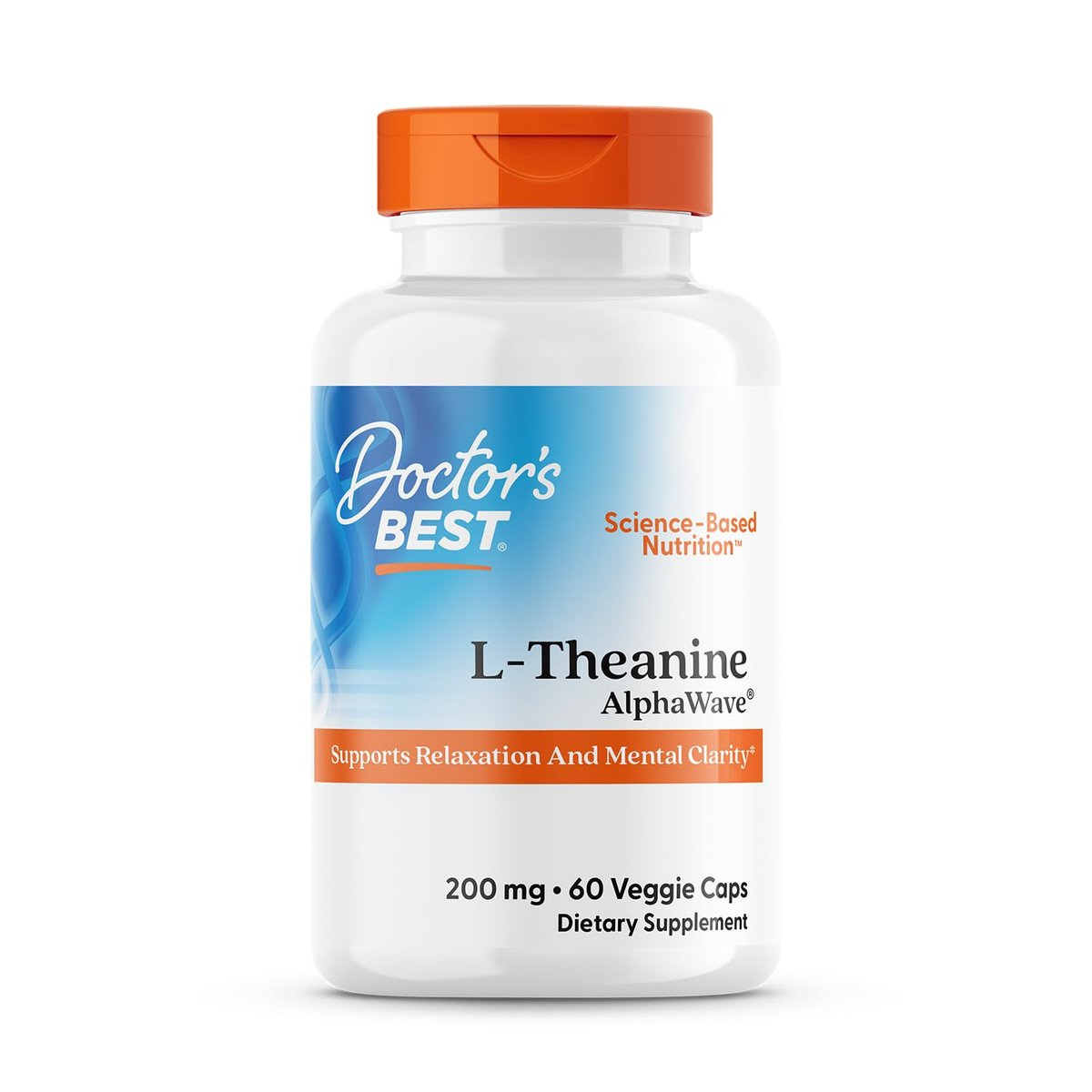 Doctor's Best L-Theanin Kapseln 200 mg für Männer & Frauen – L-Theanin AlphaWave Nahrungsergänzungsmittel für Ruhe & Fokus, hilft Stress zu reduzieren, vegan, glutenfrei, sojafrei, nicht gentechnisch verändert – 60 vegane Kapseln