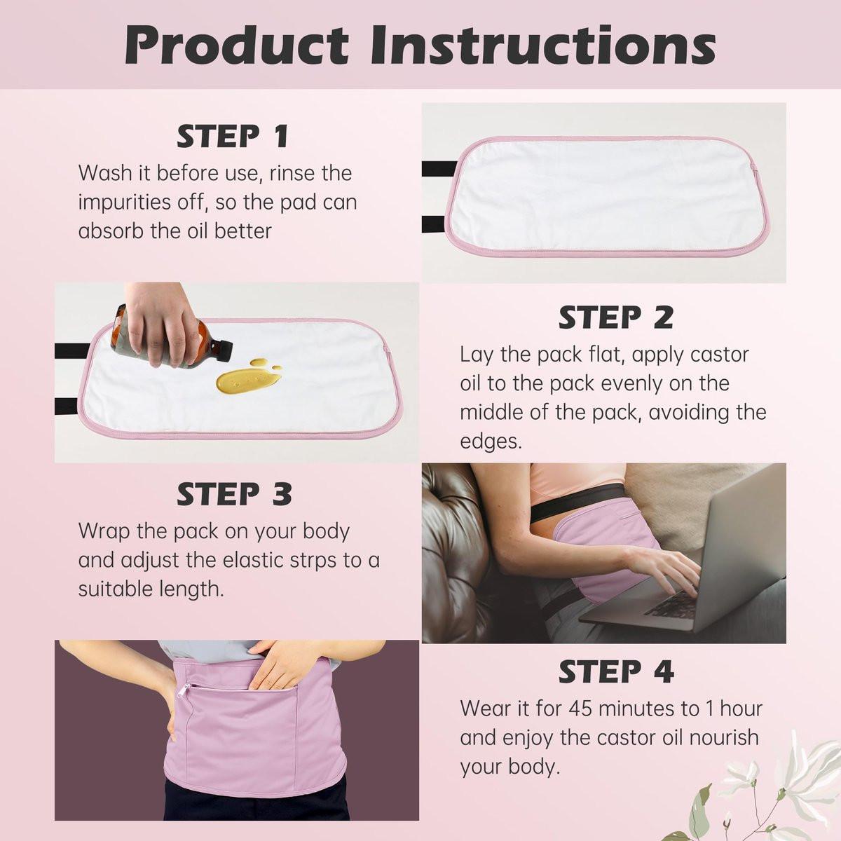 Rizinusöl-Pack-Wrap mit Bio-Baumwollflanell – Wiederverwendbare Rizinusöl-Packs für den Bauch – Rizinusöl-Pack für Leberreinigung – Lila (Rizinusöl nicht enthalten)