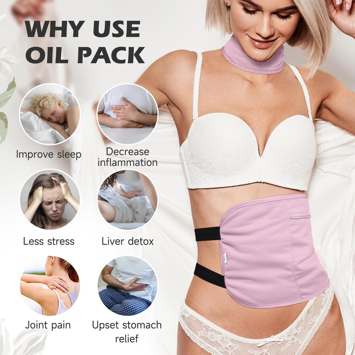 Rizinusöl-Pack-Wrap mit Bio-Baumwollflanell – Wiederverwendbare Rizinusöl-Packs für den Bauch – Rizinusöl-Pack für Leberreinigung – Lila (Rizinusöl nicht enthalten)