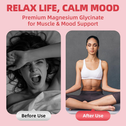 Magnesium Glycinat Flüssig Tropfen mit Kamille, Weißdorn & Ingwer – Stressabbau & Verdauungskomfort, Schnelle Absorption, Nicht-GMO, Vegan, Zuckerfrei, Erdbeergeschmack, 60 ml