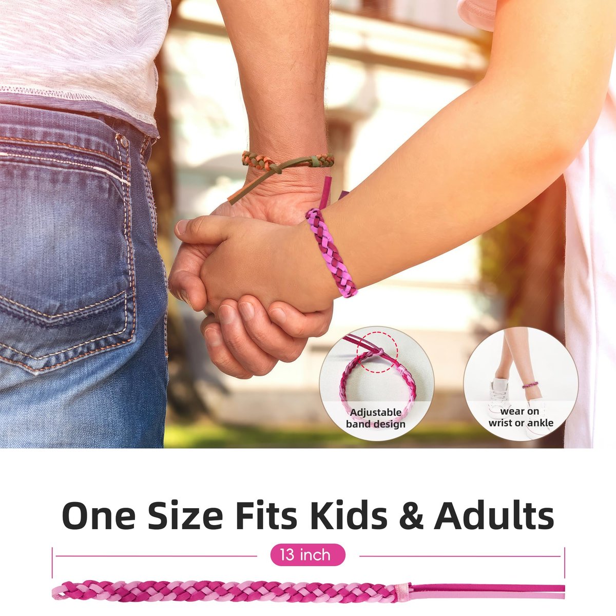 BuggyBands 24er Pack Mückenarmbänder für Erwachsene & Kinder – DEET-frei, einzeln verpackt, verstellbare PU-Leder-Armbänder gegen Insekten