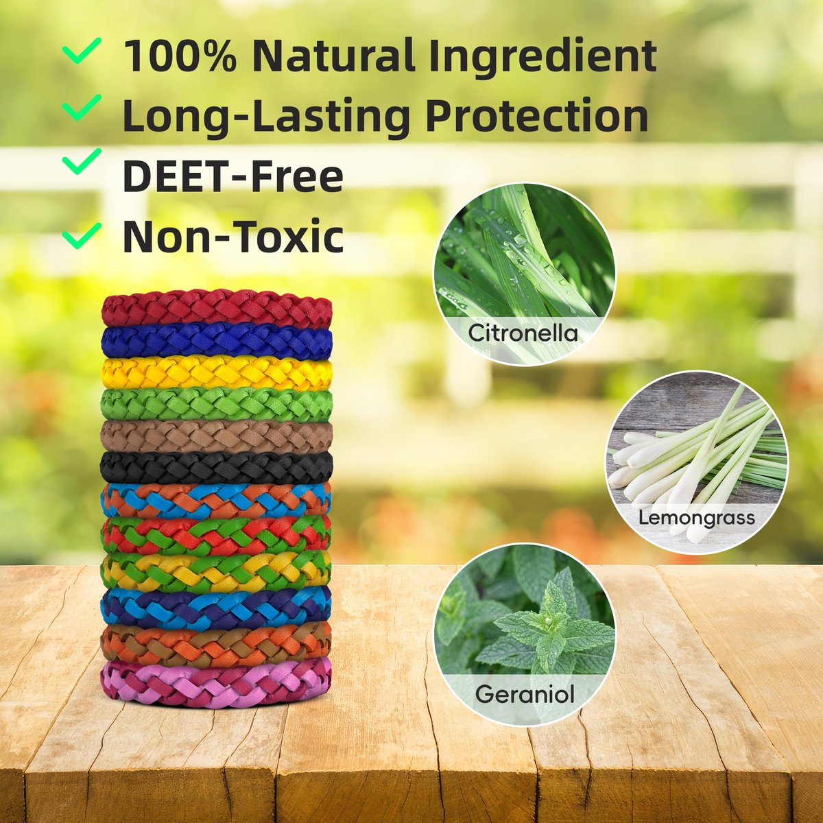 BuggyBands 24er Pack Mückenarmbänder für Erwachsene & Kinder – DEET-frei, einzeln verpackt, verstellbare PU-Leder-Armbänder gegen Insekten