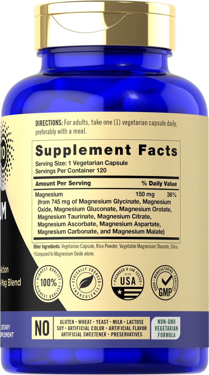 Magfusion-10 Magnesium Komplex 745mg | 120 Kapseln | 10-in-1 Mischung | Vegetarisch, Nicht-GVO, Glutenfrei