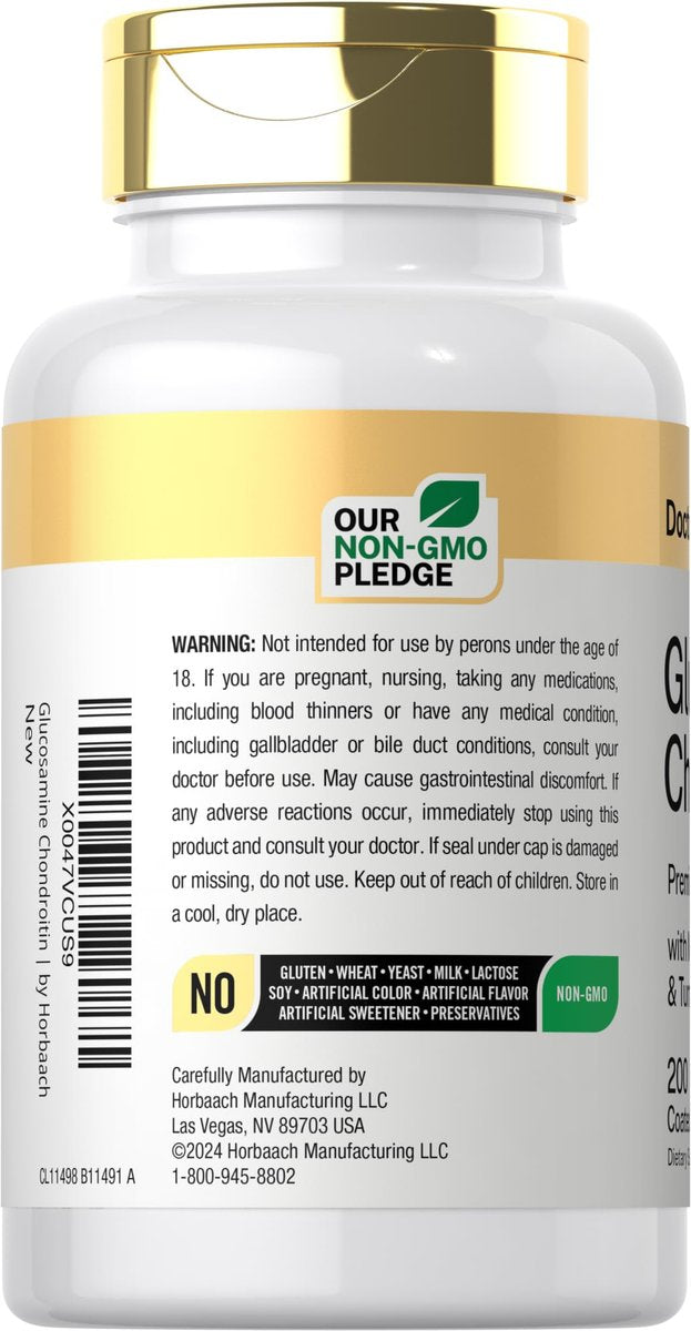 Doctor's Way Glucosamin Chondroitin MSM Kurkuma Komplex | 200 Kapseln | Nahrungsergänzungsmittel für Erwachsene | Non-GMO, Glutenfrei