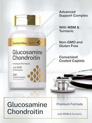 Doctor's Way Glucosamin Chondroitin MSM Kurkuma Komplex | 200 Kapseln | Nahrungsergänzungsmittel für Erwachsene | Non-GMO, Glutenfrei