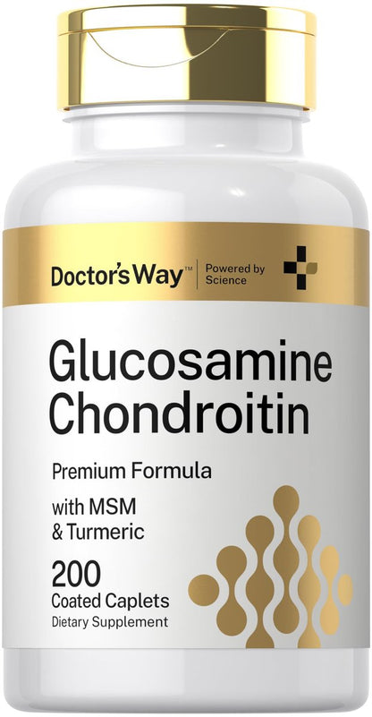 Doctor's Way Glucosamin Chondroitin MSM Kurkuma Komplex | 200 Kapseln | Nahrungsergänzungsmittel für Erwachsene | Non-GMO, Glutenfrei
