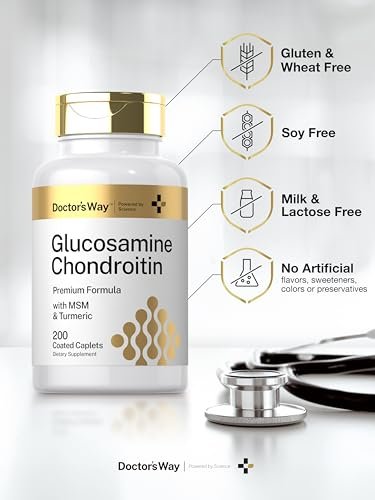 Doctor's Way Glucosamin Chondroitin MSM Kurkuma Komplex | 200 Kapseln | Nahrungsergänzungsmittel für Erwachsene | Non-GMO, Glutenfrei