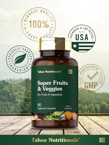 Tahoe Nutritionals Super Fruits und Gemüse Kapseln | 90 Kapseln | Vegetarisch, Nicht-GVO und Glutenfrei