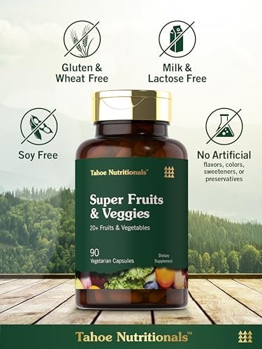 Tahoe Nutritionals Super Fruits und Gemüse Kapseln | 90 Kapseln | Vegetarisch, Nicht-GVO und Glutenfrei