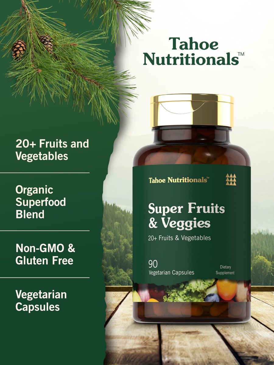 Tahoe Nutritionals Super Fruits und Gemüse Kapseln | 90 Kapseln | Vegetarisch, Nicht-GVO und Glutenfrei