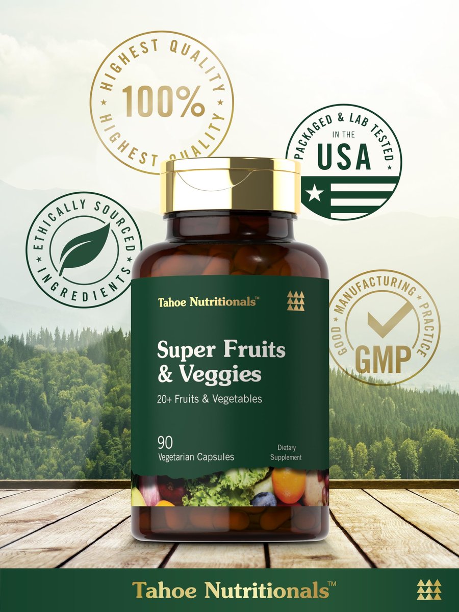 Tahoe Nutritionals Super Fruits und Gemüse Kapseln | 90 Kapseln | Vegetarisch, Nicht-GVO und Glutenfrei