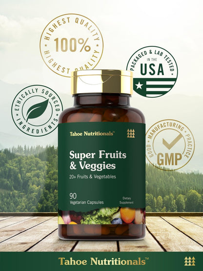 Tahoe Nutritionals Super Fruits und Gemüse Kapseln | 90 Kapseln | Vegetarisch, Nicht-GVO und Glutenfrei