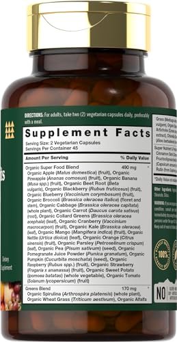 Tahoe Nutritionals Super Fruits und Gemüse Kapseln | 90 Kapseln | Vegetarisch, Nicht-GVO und Glutenfrei