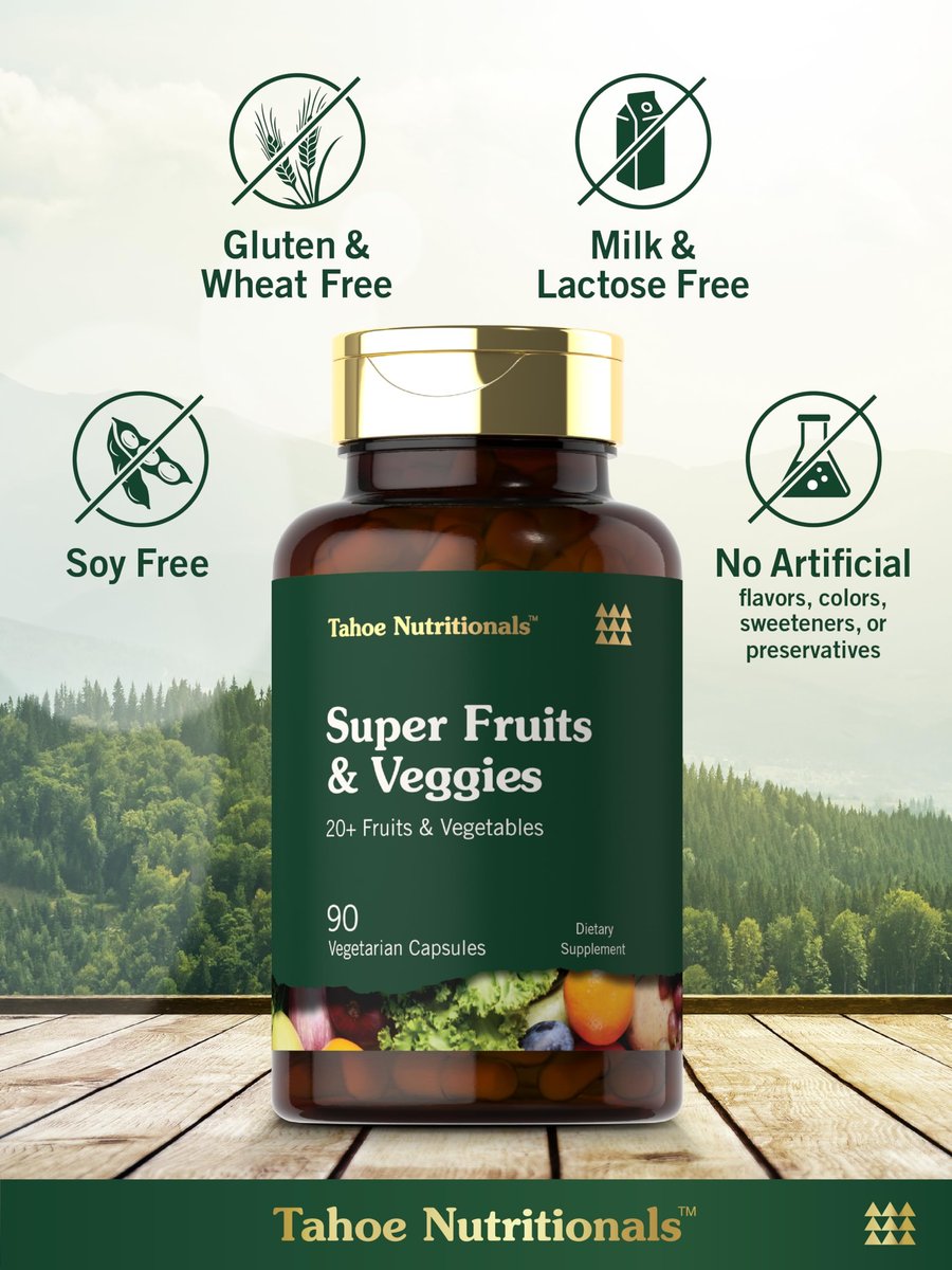 Tahoe Nutritionals Super Fruits und Gemüse Kapseln | 90 Kapseln | Vegetarisch, Nicht-GVO und Glutenfrei