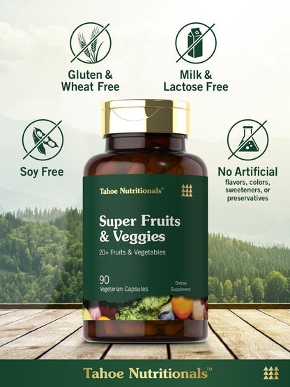 Tahoe Nutritionals Super Fruits und Gemüse Kapseln | 90 Kapseln | Vegetarisch, Nicht-GVO und Glutenfrei