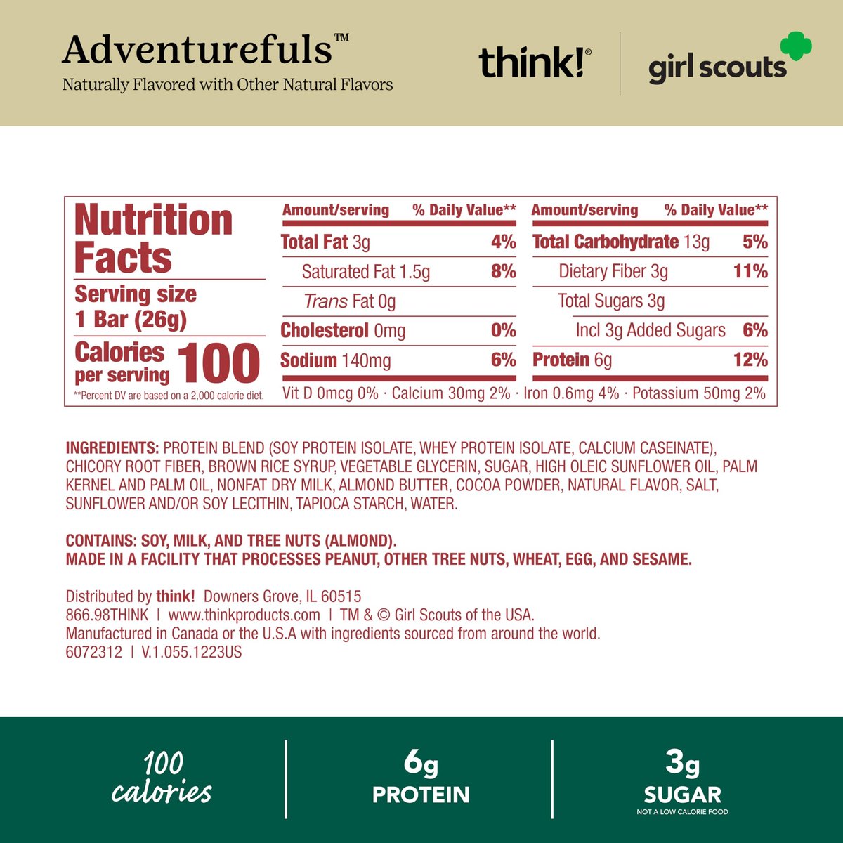 think! Girl Scout Minis, Adventurefuls, 15 Stück – Protein-Snack-Riegel