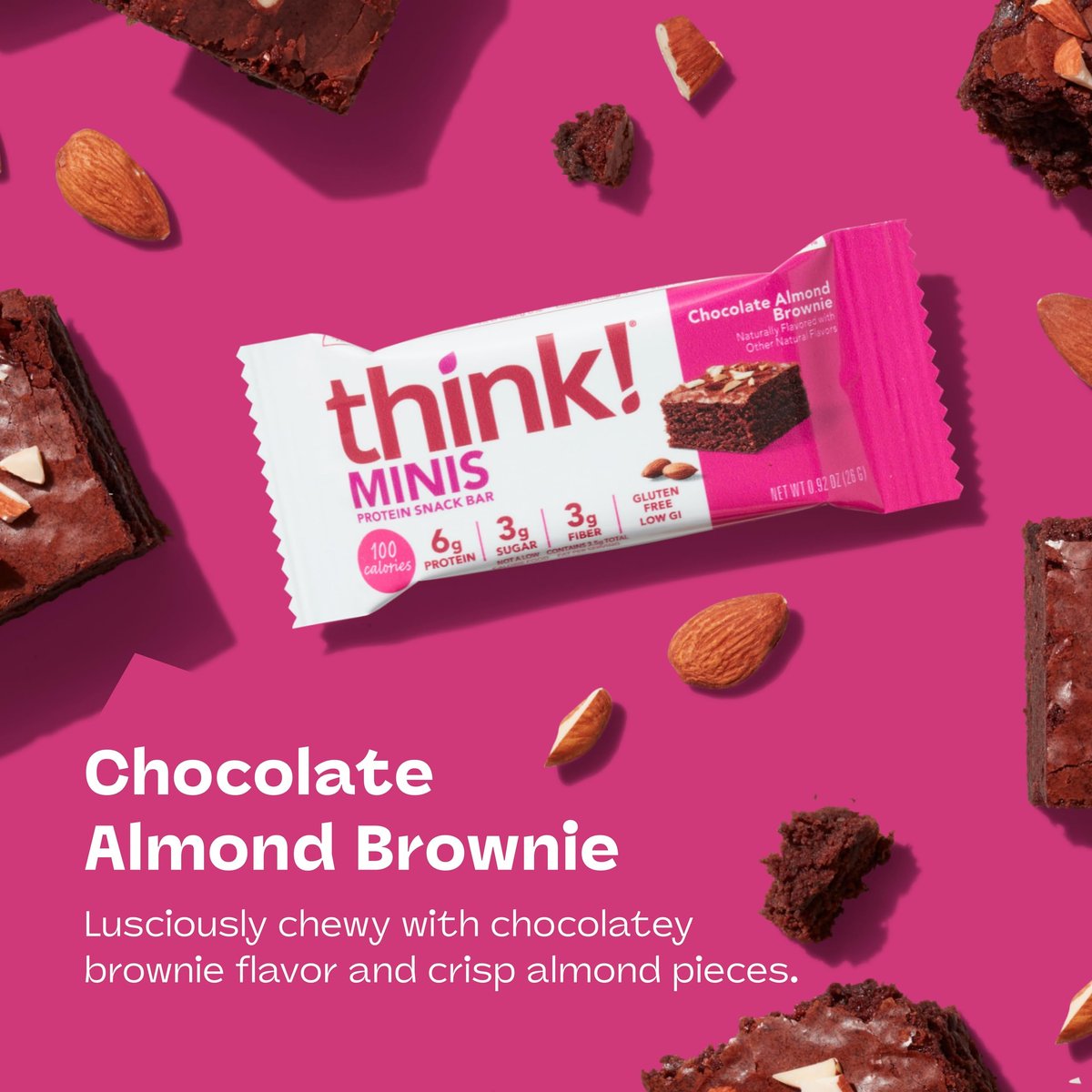 think! Minis, Chocolate Almond Brownie, 15 Riegel – Protein-Snack