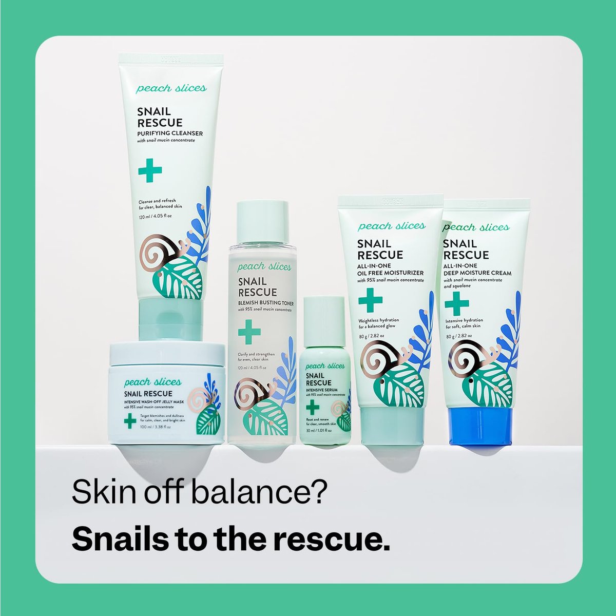 Peach Slices - Snail Rescue Intensive Serum - 95% Schneckenmucin-Konzentrat mit Birkensaft, Hyaluronsäure & Cica - 30 ml