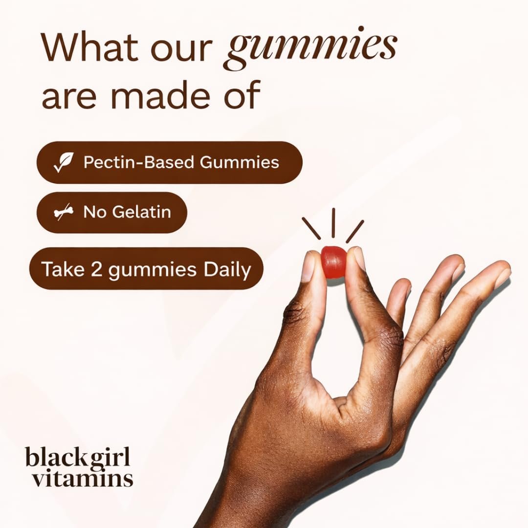 Black Girl Vitamins Einmal täglich – Vegane Multi-Vitamin-Gummis für Frauen mit Vitamin A, B, C, E und Zink – Immununterstützung – 60 Stück (30-Tage-Vorrat, Erdbeergeschmack)