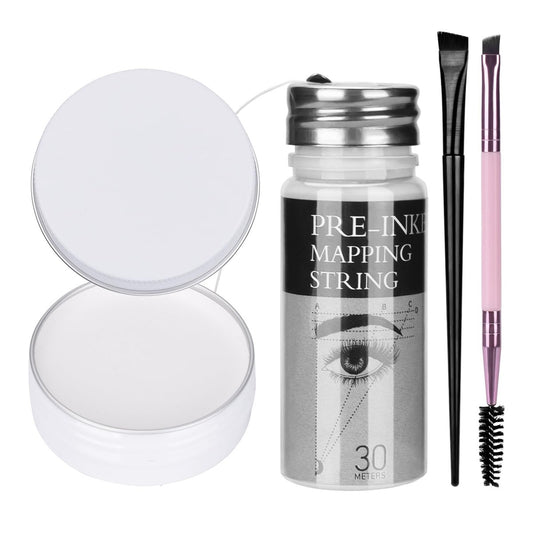 ATOMUS Brow Mapping String Set mit 30m weißem Brow Mapping Faden, 10g weißer Augenbrauenpaste, 2 Augenbrauenpinsel für Augenbrauenvermessung und -formung