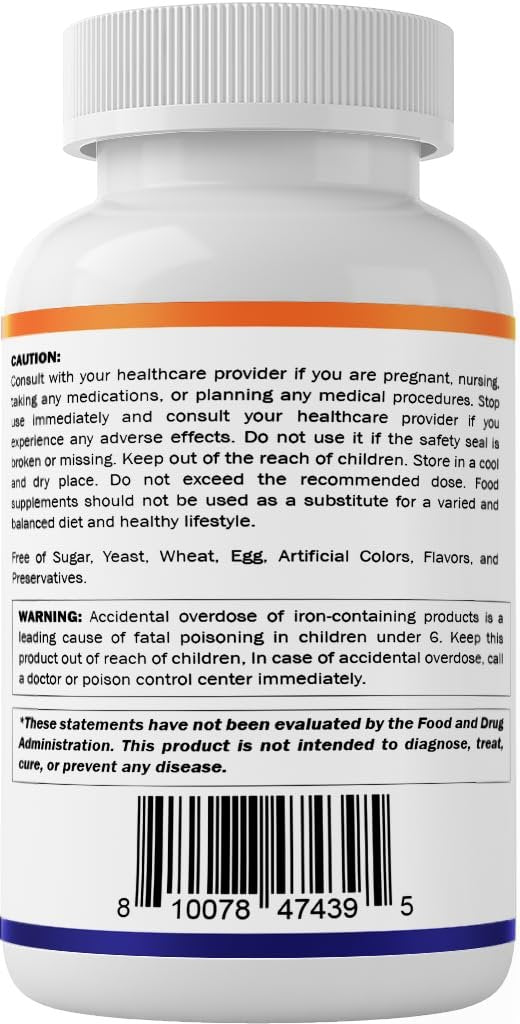 Vitamatic Eisen 325 mg mit Vitamin C 100 mg (65 mg elementares Eisen) – Hochdosiertes Eisenpräparat – Ohne künstliche Farben – 250 überzogene Tabletten, hergestellt in den USA
