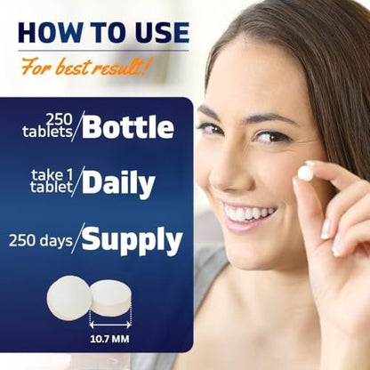 Vitamatic Eisen 325 mg mit Vitamin C 100 mg (65 mg elementares Eisen) – Hochdosiertes Eisenpräparat – Ohne künstliche Farben – 250 überzogene Tabletten, hergestellt in den USA