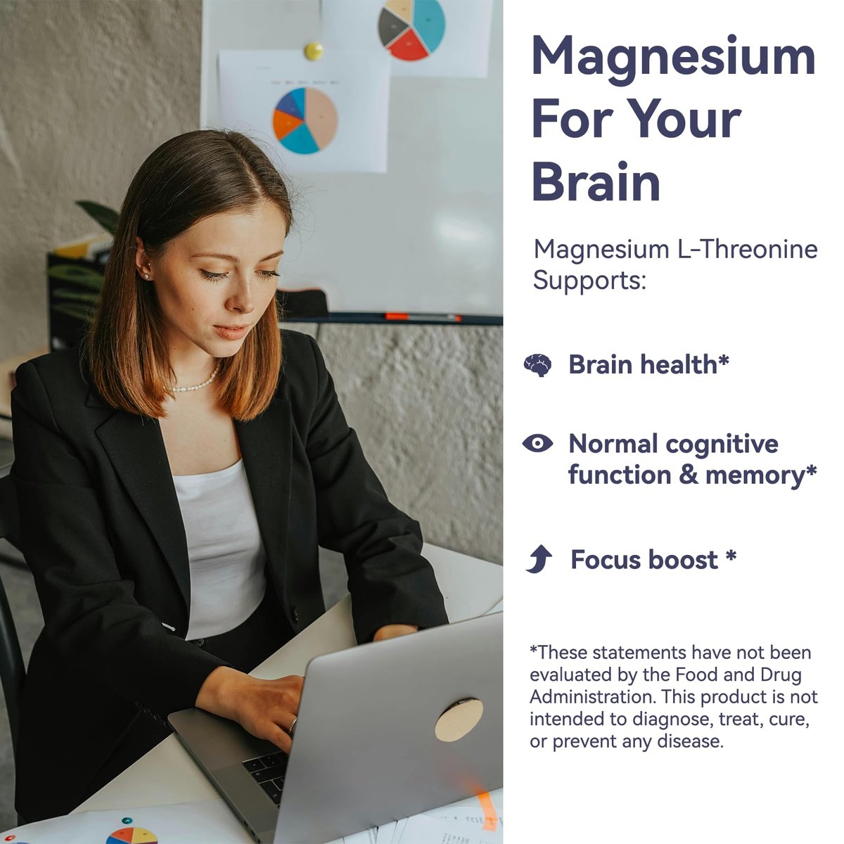 Magnesium L-Threonin Kapseln, Hochdosiert 1900 mg, 90 vegane Kapseln, Glutenfrei, Hohe Bioverfügbarkeit