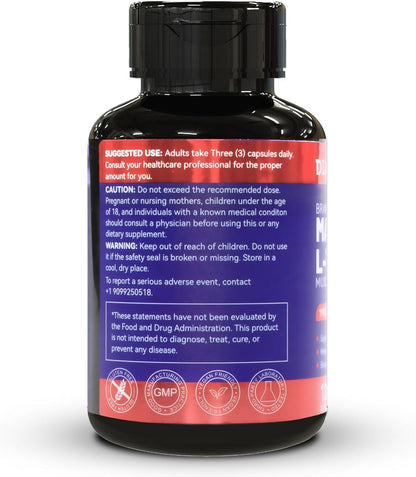 Magnesium L-Threonin Kapseln, Hochdosiert 1900 mg, 90 vegane Kapseln, Glutenfrei, Hohe Bioverfügbarkeit
