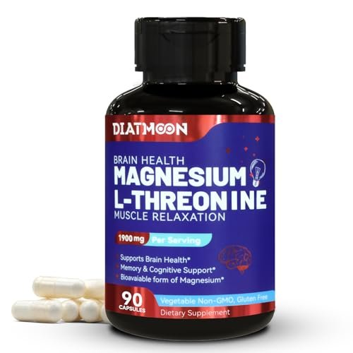 Magnesium L-Threonin Kapseln, Hochdosiert 1900 mg, 90 vegane Kapseln, Glutenfrei, Hohe Bioverfügbarkeit