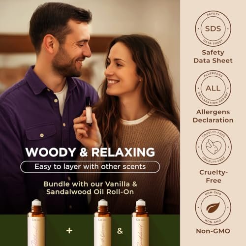 Gya Labs Patchouli Ätherisches Öl Roll-On – 0,34 Fl Oz – Reisegröße für Camping, Haut, Aromatherapie und Entspannung
