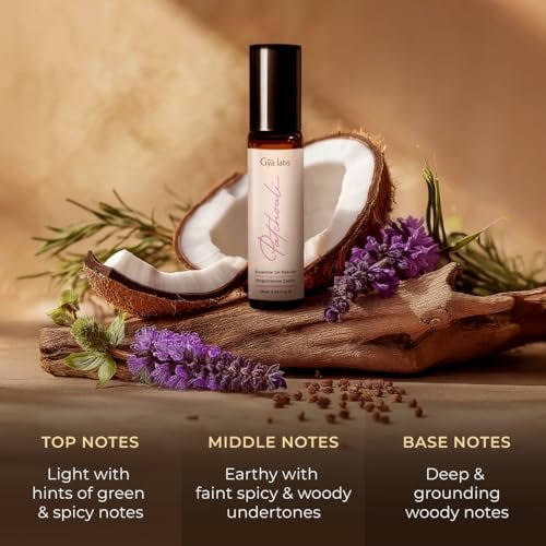 Gya Labs Patchouli Ätherisches Öl Roll-On – 0,34 Fl Oz – Reisegröße für Camping, Haut, Aromatherapie und Entspannung