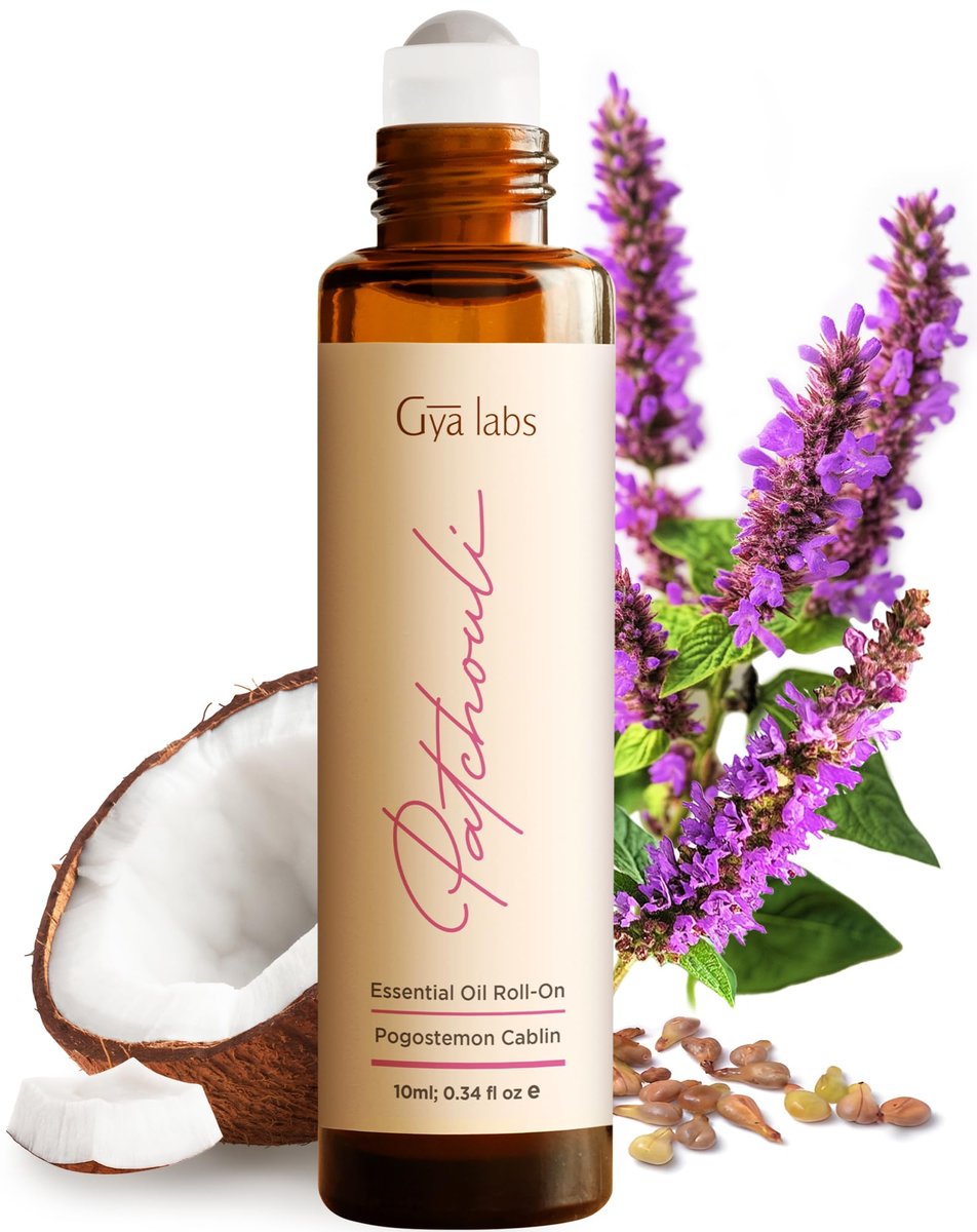 Gya Labs Patchouli Ätherisches Öl Roll-On – 0,34 Fl Oz – Reisegröße für Camping, Haut, Aromatherapie und Entspannung