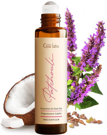 Gya Labs Patchouli Ätherisches Öl Roll-On – 0,34 Fl Oz – Reisegröße für Camping, Haut, Aromatherapie und Entspannung