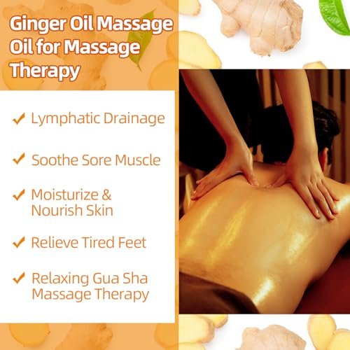 Ingweröl Massageöl für Massagetherapie, Ingweröl Lymphdrainage, Muskelkater Massageöl, Natürliches Ingwer Körperöl für Gua Sha Massage mit Arnikaöl - Wärmend, Entspannend, Beruhigend für die Muskeln