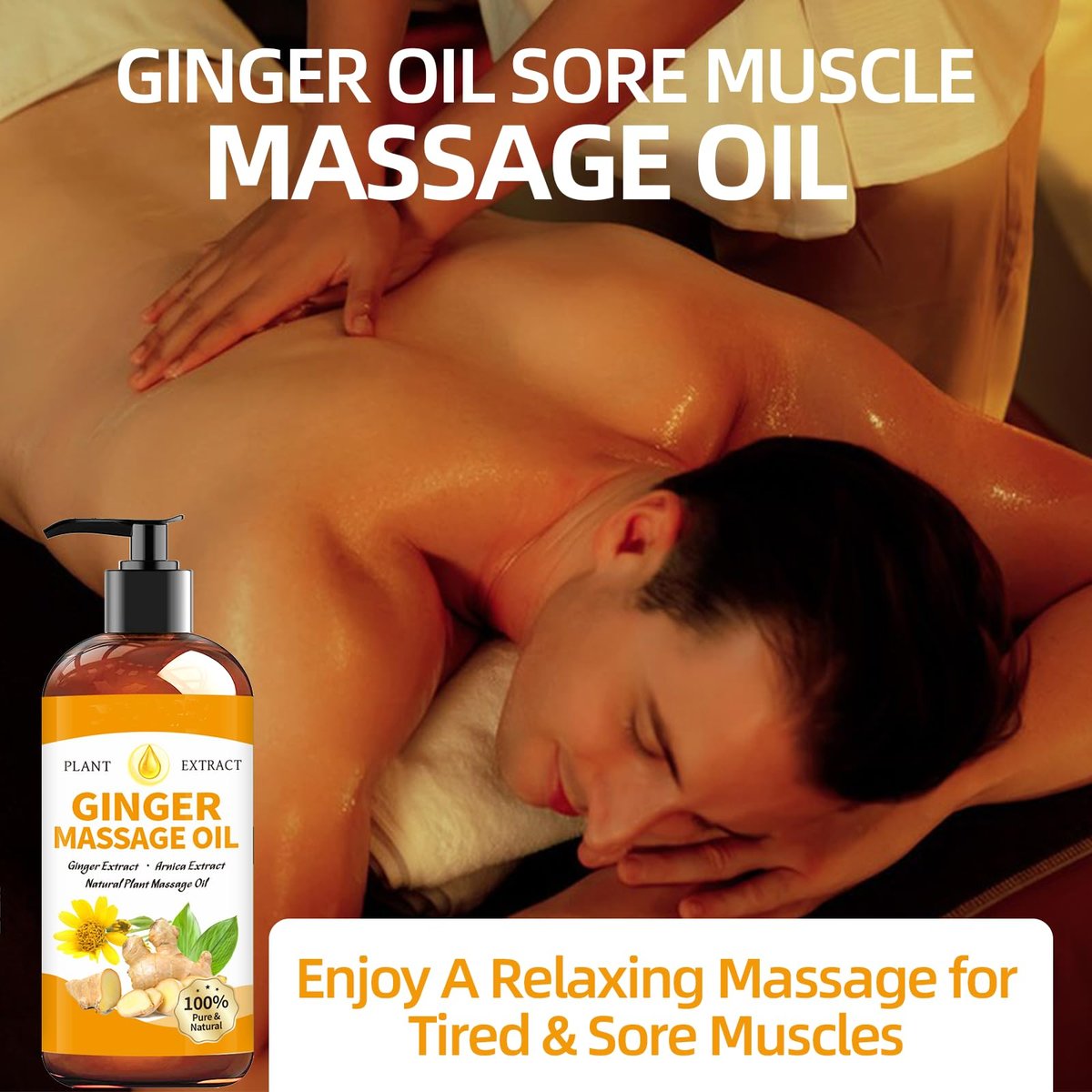 Ingweröl Massageöl für Massagetherapie, Ingweröl Lymphdrainage, Muskelkater Massageöl, Natürliches Ingwer Körperöl für Gua Sha Massage mit Arnikaöl - Wärmend, Entspannend, Beruhigend für die Muskeln