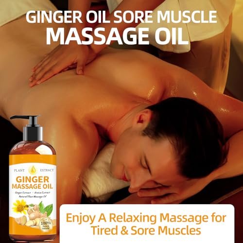 Ingweröl Massageöl für Massagetherapie, Ingweröl Lymphdrainage, Muskelkater Massageöl, Natürliches Ingwer Körperöl für Gua Sha Massage mit Arnikaöl - Wärmend, Entspannend, Beruhigend für die Muskeln