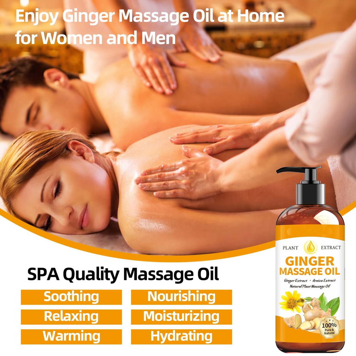 Ingweröl Massageöl für Massagetherapie, Ingweröl Lymphdrainage, Muskelkater Massageöl, Natürliches Ingwer Körperöl für Gua Sha Massage mit Arnikaöl - Wärmend, Entspannend, Beruhigend für die Muskeln
