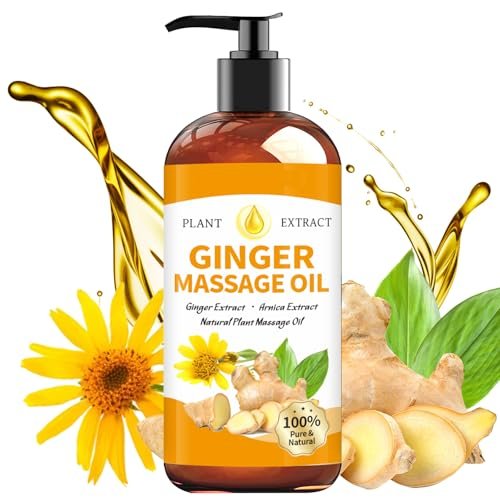 Ingweröl Massageöl für Massagetherapie, Ingweröl Lymphdrainage, Muskelkater Massageöl, Natürliches Ingwer Körperöl für Gua Sha Massage mit Arnikaöl - Wärmend, Entspannend, Beruhigend für die Muskeln
