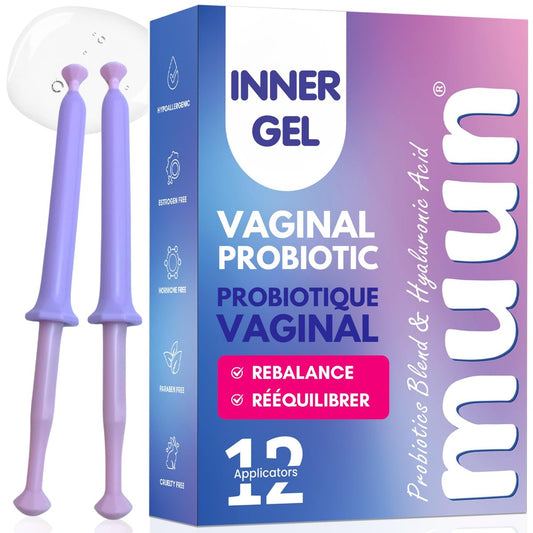 Muun Frauen Scheidenprobiotika gegen Hefepilzinfektionen & bakterieller Vaginose – 12er-Pack Vaginal-Moisturizer bei Trockenheit & zur Förderung des pH-Gleichgewichts, feminine Geruchselimination & Vaginalgesundheit, hormon- & östrogenfrei