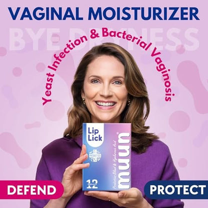 Muun Frauen Scheidenprobiotika gegen Hefepilzinfektionen & bakterieller Vaginose – 12er-Pack Vaginal-Moisturizer bei Trockenheit & zur Förderung des pH-Gleichgewichts, feminine Geruchselimination & Vaginalgesundheit, hormon- & östrogenfrei