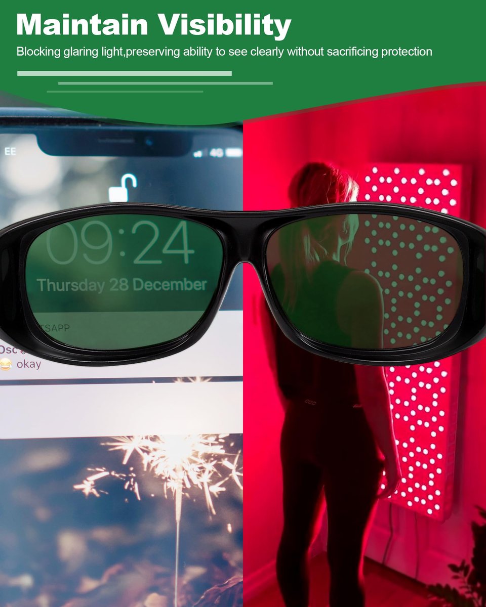 LIGHTMEUP Rotlicht-Schutzbrille – Überlegener Augenschutz für Infrarot- & LED-Licht-Sessions – Blockt schädliche Wellenlängen 200-2000nm – Leichte, komfortable Röntgenbrille