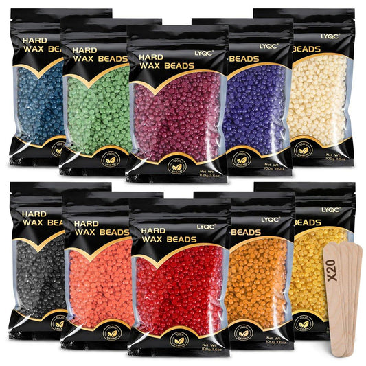 LYQC 2,2 lbs Haarwachsperlen, professionelle Hartwachsperlen 1000g, mit 20 Applikatoren, geeignet für den ganzen Körper, schmerzfreie, sanfte Haarentfernung für Männer und Frauen